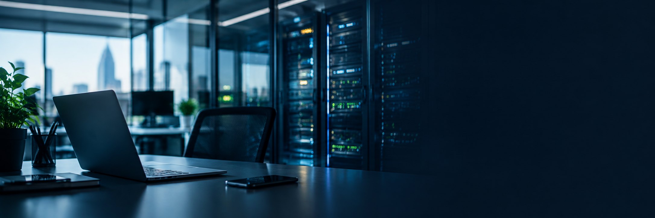 Pasillo de un centro de datos con racks de servidores